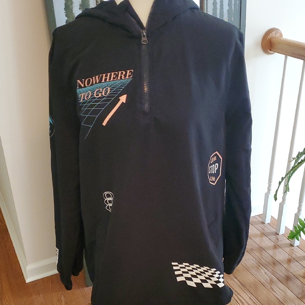 Brooklyn Cloth Nowhere To Go Mens Black Graphic Lightweight Quarter zip